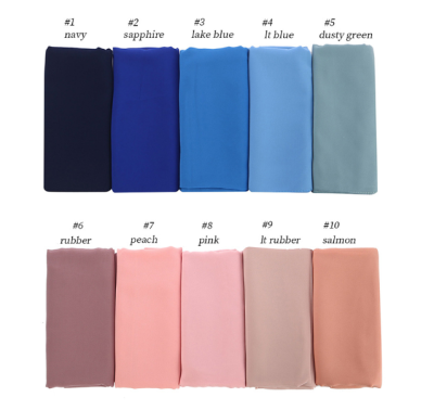 Muslim Printed White Flower Pearl Chiffon Solid Color Hijab