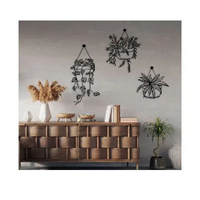 Flower in Pot Metal Wall Art, Kitchen Metal WAll Ar, Ivy Metal Decor, House Entry Metal Wall Art