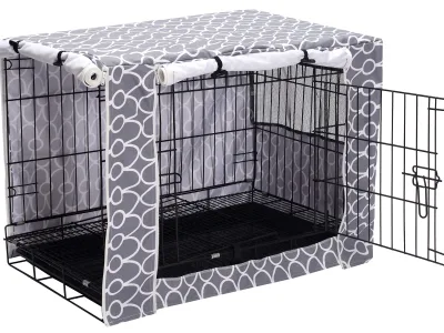 Dog Crate Cover Fits Small Medium Large Crates Cage Waterproof Hook Loop Closure Indoor Use Grey 36 Inch
