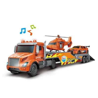 1:16 Battery Powered Friction Tractor Transport Truck Toys with Freewheel Helicopter Car