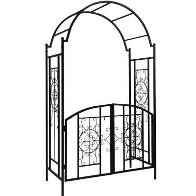 Garden Arches with Gate Garden Arbor Trellis Archway for Climbing Plants Roses Vines Support Rack for Outdoor Garden Lawn