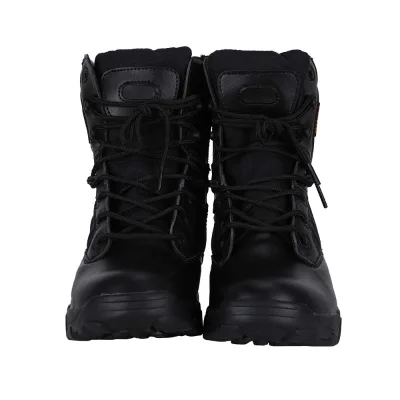 Double Safe Ready To Ship Black Waterproof Leather Training Hunting Outdoor Waterproof Black Tactical Boots
