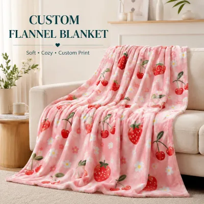 Wholesale Comfortable Soft Flannel Blankets Custom Digital Printed Thermal Sublimate All Seasons Cartoon Animal Solid Airplanes