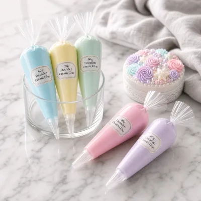 60g Creamy Pearly Glitter Whipped Cream Glue Silicone Simulation Adhesive for Girls DIY Phone Case Scrapbooking Craft