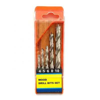 Factory OEM HSS 4241 Fully Ground Wood Twist Drill Bit Set 5Pcs 4-10mm for Woodworking Hardwood Plywood Plastic Fast Drilling
