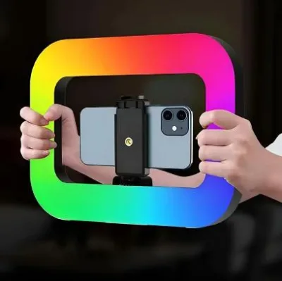 YM200 RGB Rechargeable Handheld RGB Camera Ring Light & Stabilizer Kit 20W LED Fill Light (2500K-6500K) for Live Streaming