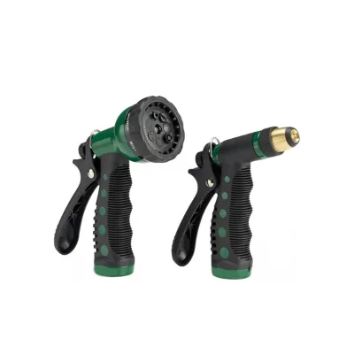 Deluxe 7-Pattern Variable Spray Patterns Pistol Grip Hose Nozzle Combo Set Soft Grip Durable Zinc Brass Construction Watering