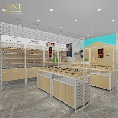 Muti-functional Led Light Optical Store Display Cabinets Wooden Optical Store Display Furniture