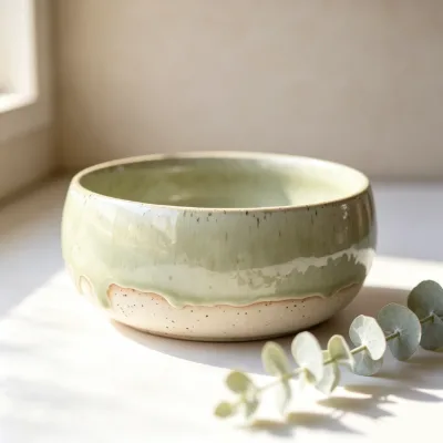 Handmade Reactive Glaze Ceramic Bowl Speckled Stoneware Salad Bowl Drip Glaze Fruit Bowl For Home Table Decor