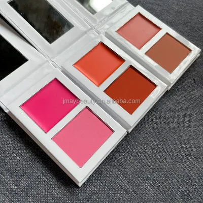 Hot Sale 2 in 1 Cream and Powder Pink Blusher Custom Logo Matte Cream Blushes Cheek Makeup Private Label Duochrome Blush Palette