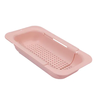 Household Eco-Friendly PP Strainer Extendable Blue Ginkgo Over the Sink Colander Basket