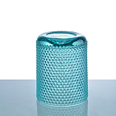 Wholesale Customized Beaded Pattern 12oz Stemless Glass Wine Tumbler for Luxury Water Glass Cup with Color for Wedding