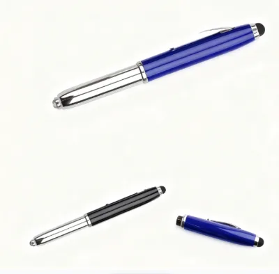 Comfort Grip Metal Ball Pen Integrated Light Source Black Touchscreen Stylus Durable