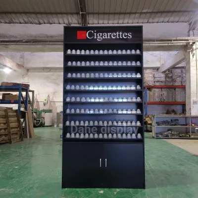 Cigarette Cabinet Fabrication Free Design Metal Modern Floor Display Racks Smoke Shop Cigarette Display Cabinet With Led Light