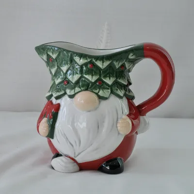 Wholesale Handmade Holiday Ceramic Tea Milk Pot With Santa Claus Shaped Customized for Christmas Decoration