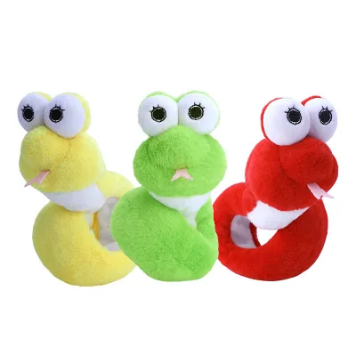 HY2 Creative Snake Year Mascot Snap Doll Plush Snake Toy New Year Washed Stuffed Plush Green Snake Toy