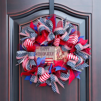 Independence Day Flag Wreath Holiday Door Decoration