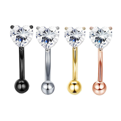 Zircon Heart Ear Tragus Stud Piercing Lip Labret Eyebrow Ring Piercing 316L Surgical Steel Daith Earrings Helix Cartilage Pierci