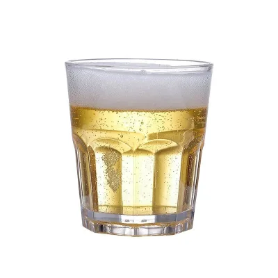 Unbreakable Polycarbonate Plastic Beer Cup, 210ml Clear Geometric Design Shatterproof Tumbler for Bar Restaurant Party