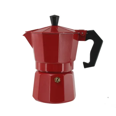 Modern 1-2 Cup Italian Style Moka Coffee Maker Set Featuring Classic Classic Italian Lid Made Metal Glass Ceramic Silver Plastic