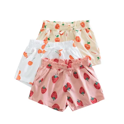 Strawberry Pattern 100% Cotton Summer Short Pants Kids Clothing Girl Short Shorts