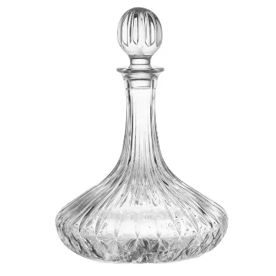 1.8L Vintage Crystal Glass Decanter with Engraved Pattern with Stopper Elegant Spirits Vessel for Whiskey Brandy or Wine