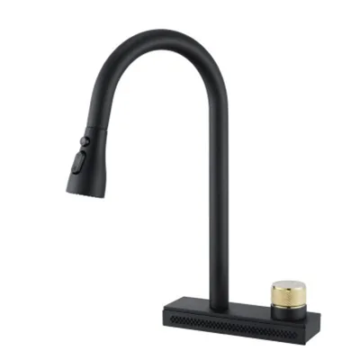 Black Single Handle Pull Down Hot and Cold Sprayer Kitchen Faucet Aida for Sinks