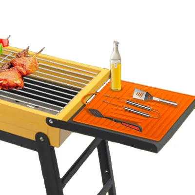 Silicone Grill Side Shelf Mat Spatula Mat with Drip Pad Outdoor Reusable Griddle