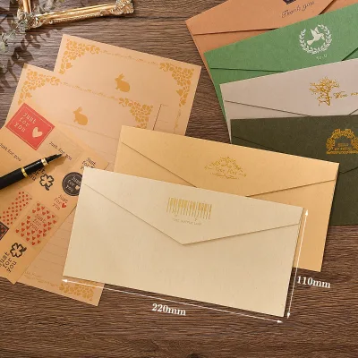 Vintage Hot Stamping Envelope Letter Simple Western Style Invitation Letter Greeting Card Artistic Thick Inner Paper Envelope