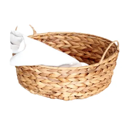 Handmade Eco-Friendly Water Hyacinth Toilet Paper Storage Basket Vintage Rectangle Bin Hyacinth Organizer Multifunctional Handle