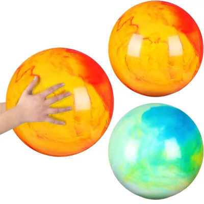 2 Pcs 18 Inch Marbleized Bouncy Balls Large Inflatable for Playground Outdoor Water Rubber Sensory Ball