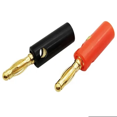 Banana Plugs 4mm Gold Plated Red and Black 4mm Lantern Style Gold-Plated Banana Plug Wiring Terminals