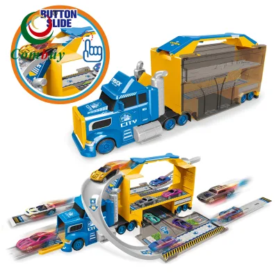 Ejection Die Cast Parking Lot Track Car Carrier Transport Truck Toy