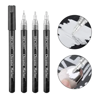 SINOART Customized Silver Color Metallic Mirror Effect Chrome Marker DIY Painting Chrome Marker Pen
