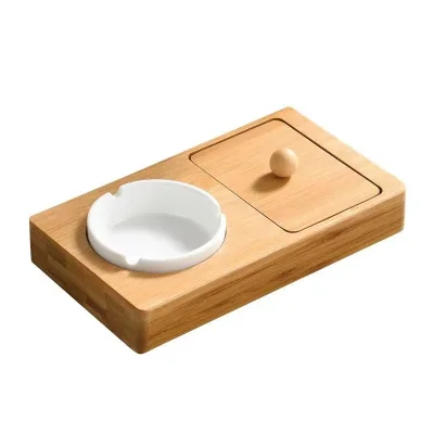 Fashion Design Customization Wood Stash Box With Lid Hotel Restaurant Smoking Ceramic Ashtray