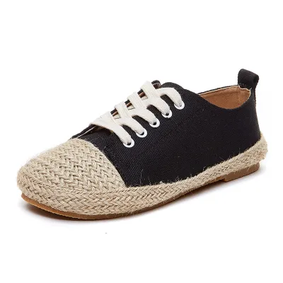OEM Custom Comfort Jute Sole Women Ladies Canvas Espadrilles Lace up Shoes