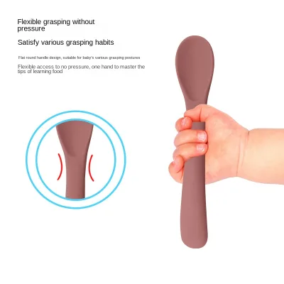 Food-grade Soft Silicone Small Curved Baby Toddler Training Spoon for Over 6 Months