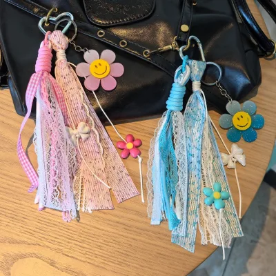 HECION Flower Keychain Bag Charm Car Key Pendant Airpods Case Charm Fashion Accessory Graduation Gift for Women Girls