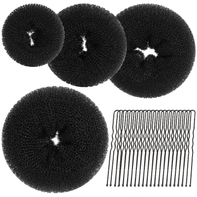 Wholesale Hair Donut Doughnut Bun Shaper Kit with U Hairpins, Multi Size Donut Hair Bun Maker Accessories for  Hair Salon Use