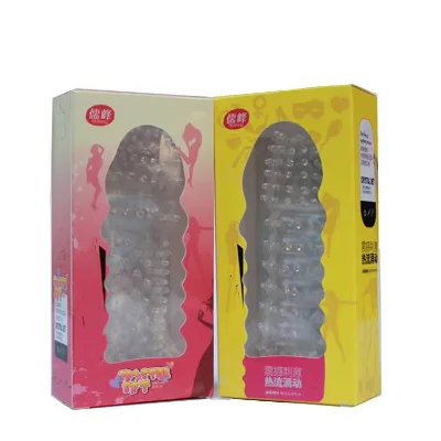 Cheap Price Crystal Penis Sleeve Male Large Particle Spike Transparent Delay Sleeves