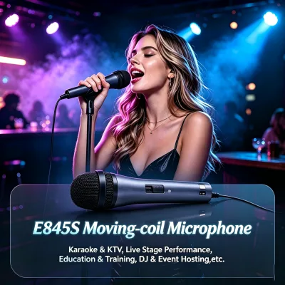 E845S Handheld Moving Coil Dynamic Microphone Professional Vocal Wired Mic for Live Stage Show Host Event Audio Hardware