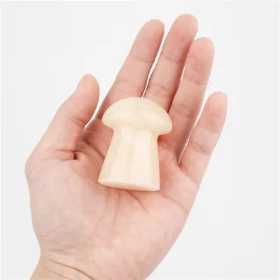 Huiying Pocket Stone Healing Craft Marble Mushroom Statue Carved Natural Stone Crystal Figurine