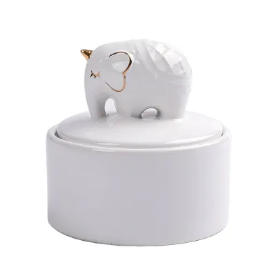 Golden Cute Animal Ceramic Jewelry Box Ring Storage Jar Animal Candy Box for Keeping Holding Ring Gift & Craft