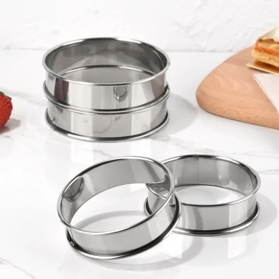Stainless Steel Double Rolled Nonstick Muffin Tart Ring for Baking Round Crumpet Pancake Ring Metal Pastry Ring Mold for Griddle
