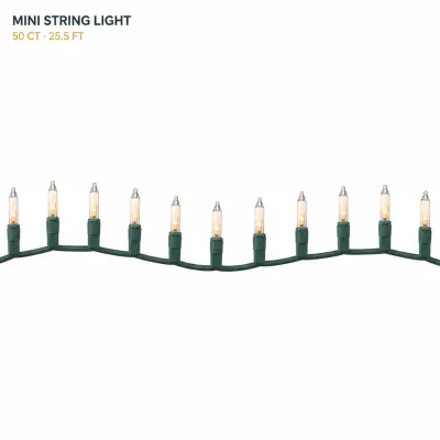 Traditional Incandescent Christmas String Lights 50 Count 25.5FT, Dimmable 9 Color Multi, IP44 Outdoor Holiday Decor for Tree