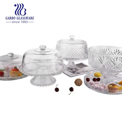 Wholesale Cheap Hotel Popular Multi Use 12 Inch Glass Cake Plate with Foot Glass Dessert Fruit Beverage Serving Plate