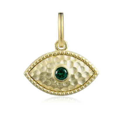 Grace 925 Silver Hammer Green Nano Crystal EvilEye Necklace Pendant Bulk