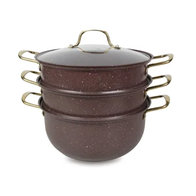 28cm Non Stick Stainless Steel Steamer Pot With Glass Lid 3Layer Hot Pot Cooking Pot