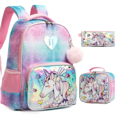 Jasminestar Cute Cartoon Printing Bookbag School Bags Kids Backpack Bulk Unicorn Backpack School Bag Set for Girls