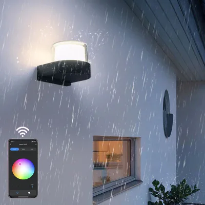 9W LED Smart Wall Lamps Outdoor Tuya Wifi Cube RGB App Dimmable Sconce Waterproof Garden Alexa Google Home LED Wall Lamp